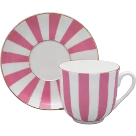 Porcelain coffee pair "Yes and No" shaped Lily of the Valley, pink